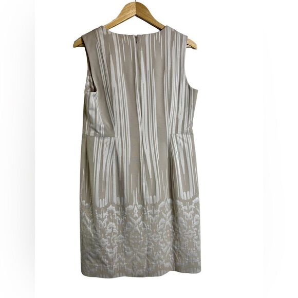 Calvin Klein Beige Sheath dress Ikat Jacquard sz L - Picture 4 of 5